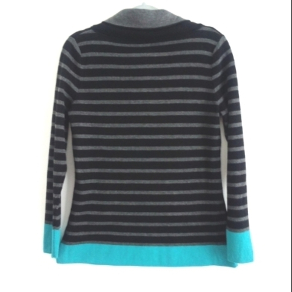 ALISON Sheri Design Luxury Knit Contemporary Sweater Grey/Black/Aqua Siz… - Picture 3 of 12